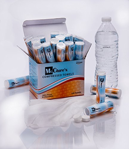 Compressed Towels, Survival Gear - Box Quantity 160, 20 Travel tubes of 8 - Camping Gear, Coin Towels