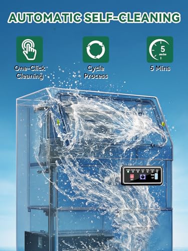 Image of Commercial Nugget Ice Maker Machine with 12Lbs Storage Bin, 70Lbs /24H Stainless Steel Undercounter /Freestanding Pellet Crushed Chewable Ice Maker with Self-Cleaning for Home, Party, Office