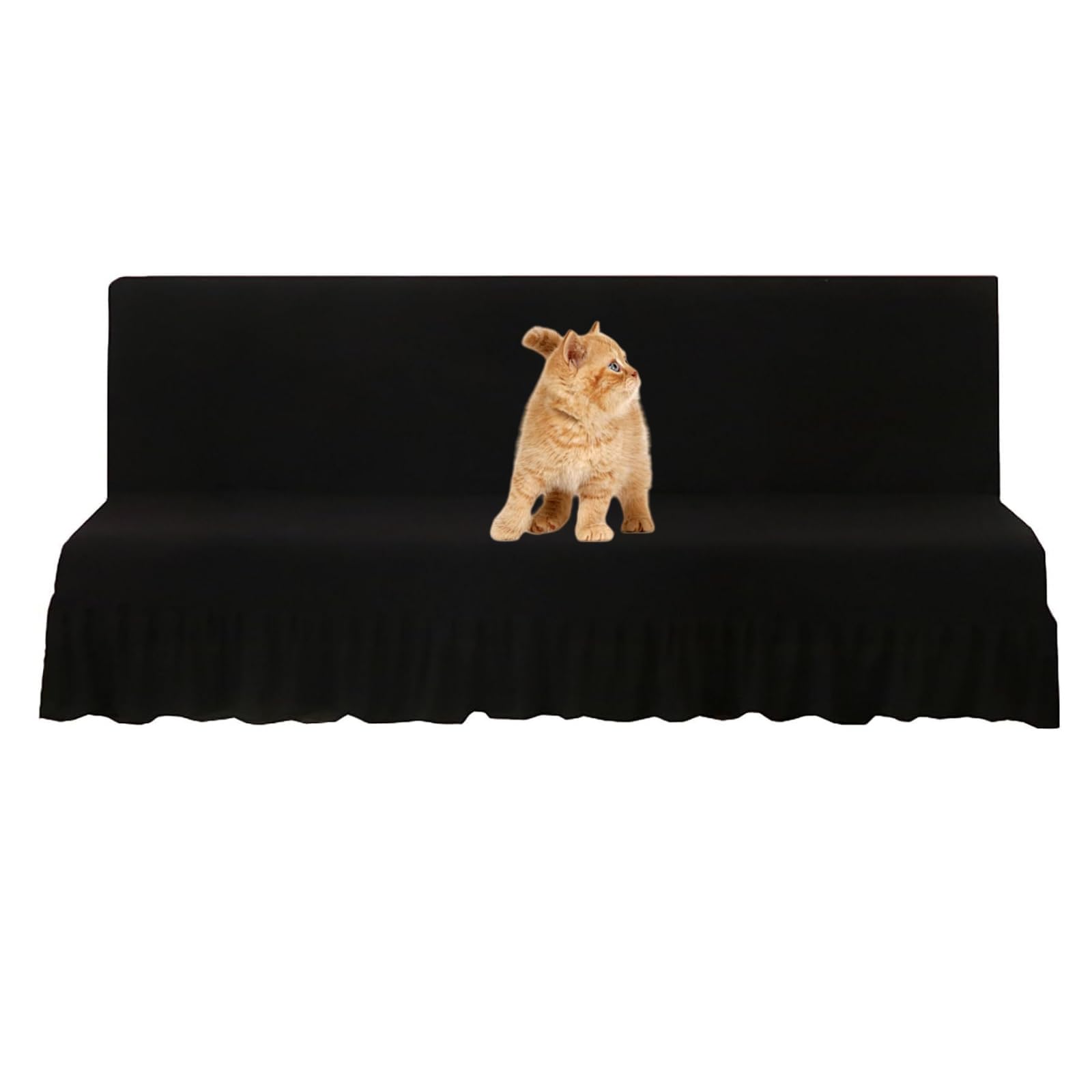 Housse de futon sans accoudoirs extensible noire L protection canapé lit