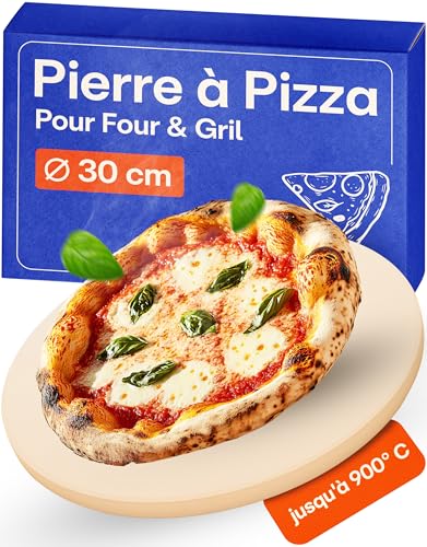 Praknu Pierre a Pizza pour Four - Rond 30cm - Pierre Pizza en Cordiérite à Four et Barbecue - Pour Pizzas Croustillantes