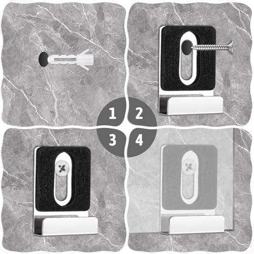 Image of Piriuuo 8 Pcs Metal Mirror Holder Kit, Mirror Holder Clips Stainless Steel Mirror Mounting Hardware Heavy Duty Mirror Mounting Clips with Screws for Mirrors and Billboard (Silver)
