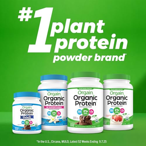 Orgain Organic Vegan Protein Powder, Vanilla Bean - 21g Plant Protein, 6g Prebiotic Fiber, No Lactose Ingredients, No Added Sugar, Non-GMO, For Shakes & Smoothies, 2.03 lb (Packaging May Vary) image 7