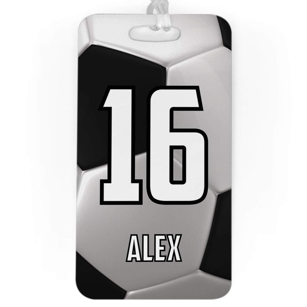 ChalkTalkSPORTS Soccer Luggage & Bag Tag | Personalized Soccer Ball | No Personalization on Back | Large
