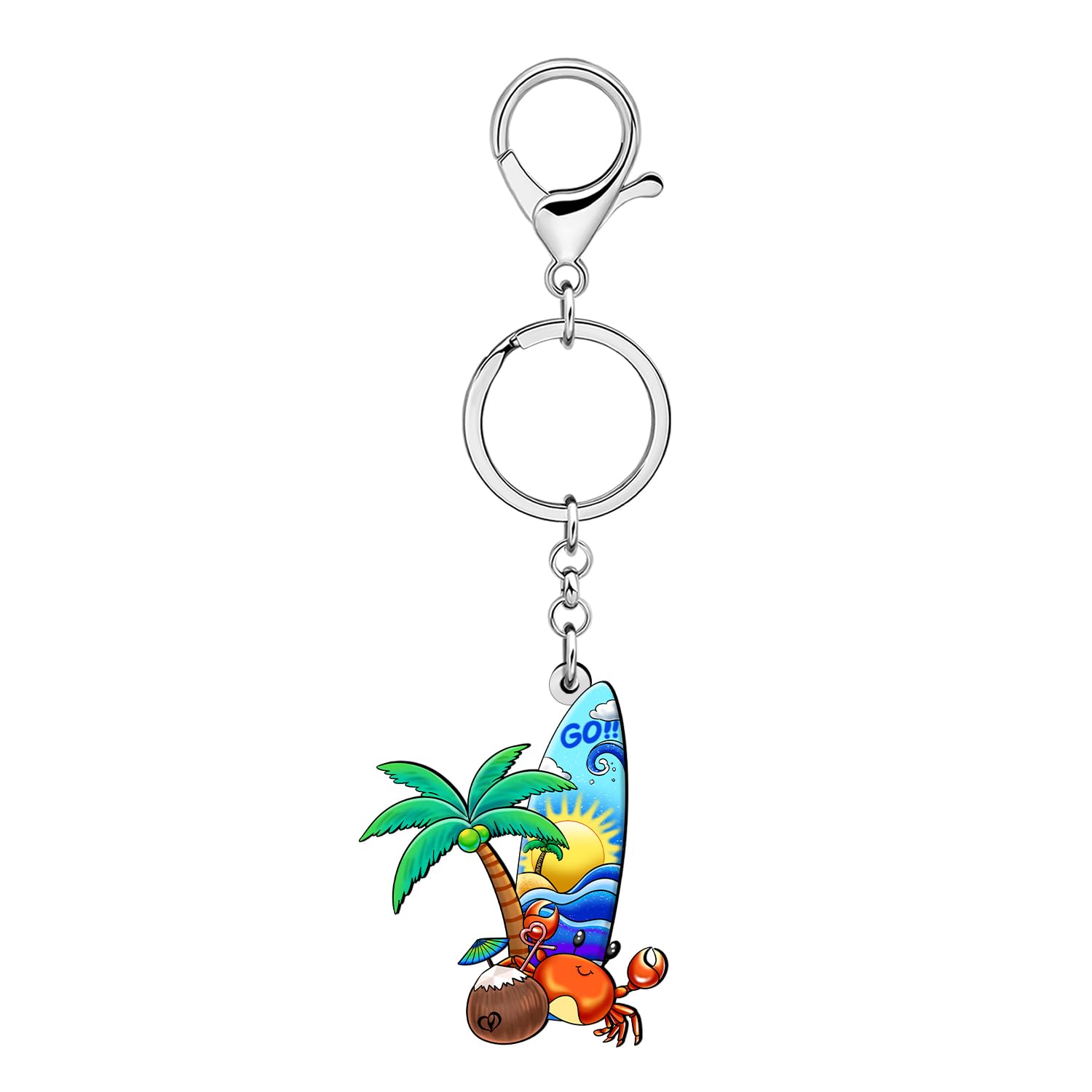 WEVENI Acrylic Fun Crab Surfboard Keychain Beach Vacation Summer Gifts for Surfers Women Girls Bag Charms Purse Accessories (Multi) - Image 4