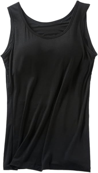 Cicilin Womens Tank Tops with Built-in Shelf Bra, Basic Padded Camisoles