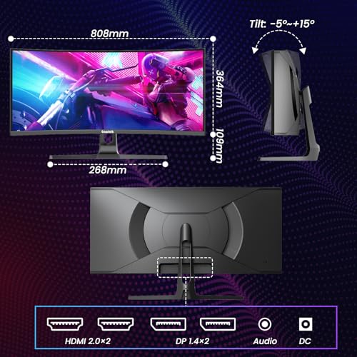 Image of Gawfolk 34 Inch Ultrawide Curved Gaming Monitor, 21:9 WQHD 3440x1440 240Hz Curved 1500R Computer Monitor PIP /PBP,1ms(MPRT) 127% sRGB,HDMI & DP,Tilt Adjustable,Panoramic for Office & Immersive Gaming