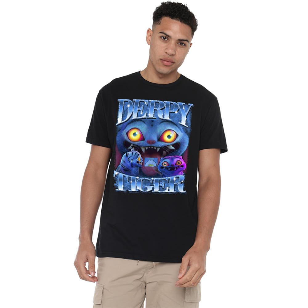 K-Pop Demon Hunters - Derpy Tiger Bootleg Unisex T Shirt, Black, X-Large