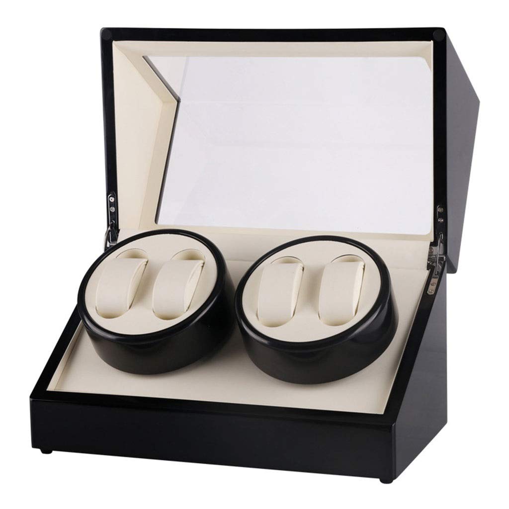 HEJINXL Mute Automatic Watch Winder, Antimagnetic Design,Battery Powered and AC Adapter,Can Be Used With Watches for Both Men & Women (Color : Black-B, Size : 34x18x20cm)