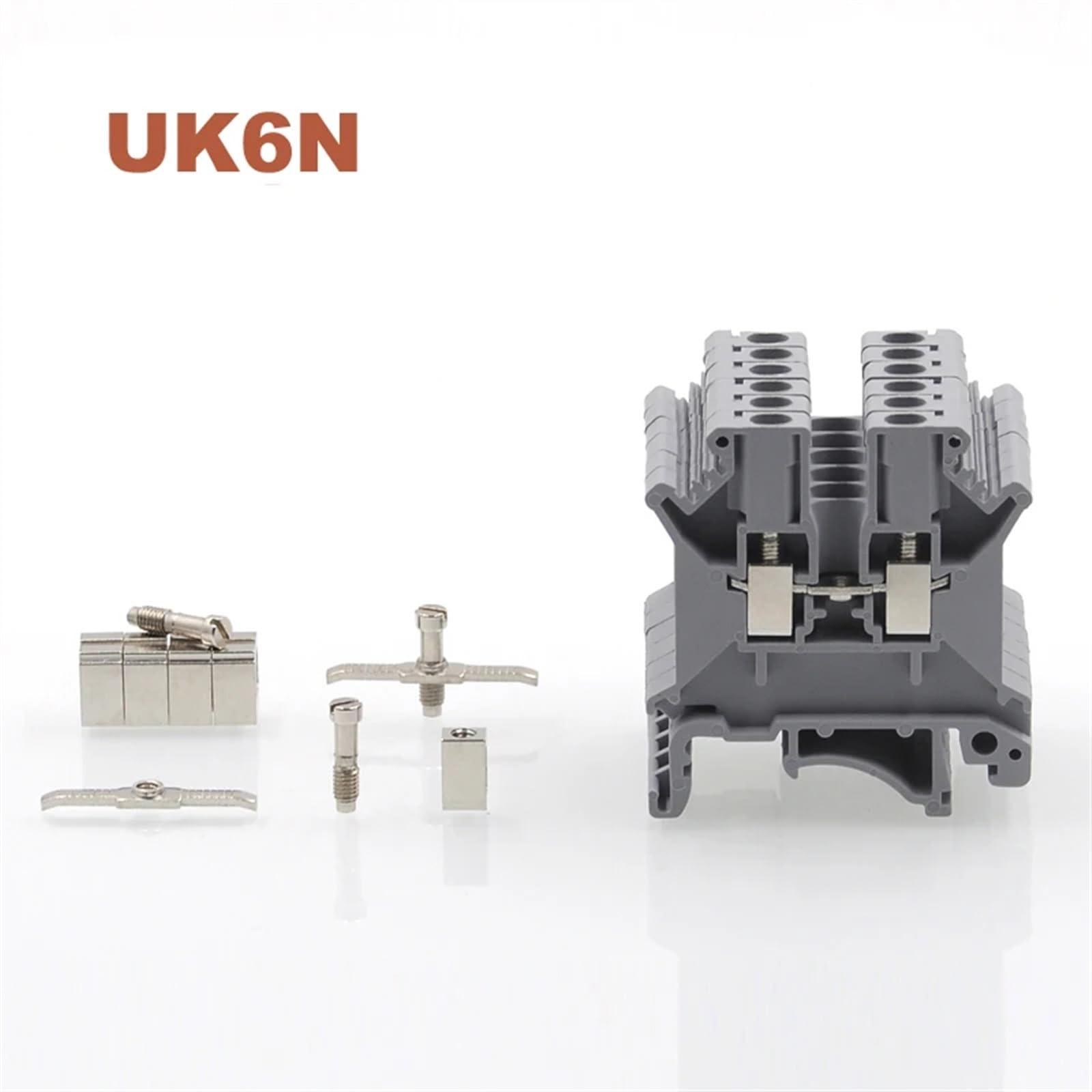 10/15/50pcs borniers à vis à montage sur rail Din UK-6N bornes de câble de fil électrique bloc connecteurs en cuivre(Gray,10pcs)