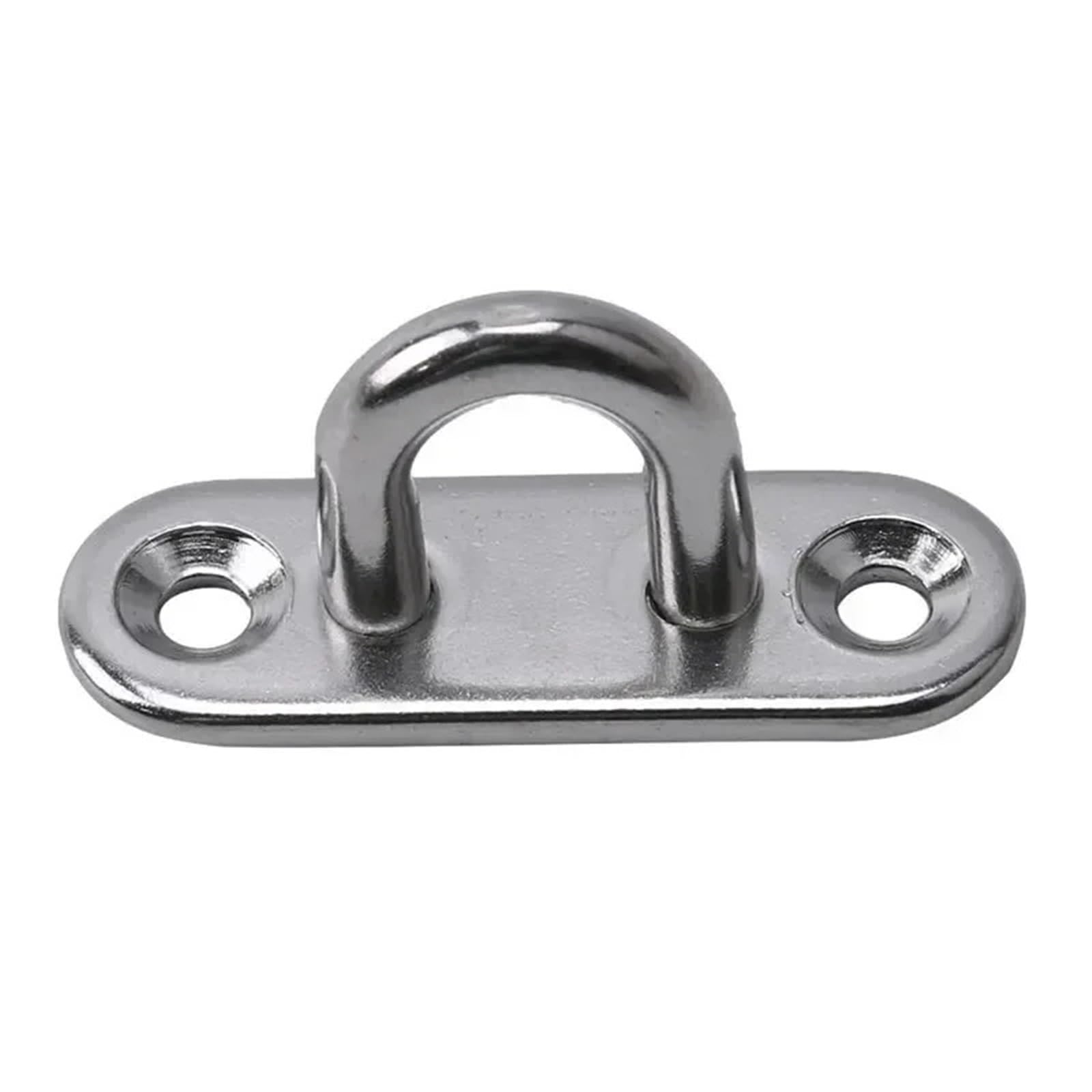 Ucygor M5 Eye Plate 6Pcs Boat Yacht Fixing Buckle Stainless Steel Eye Plate Oblong Pad Plates Ceiling Wall Mount Hook D Design Shape For Wall Ceiling Hanging(M5)