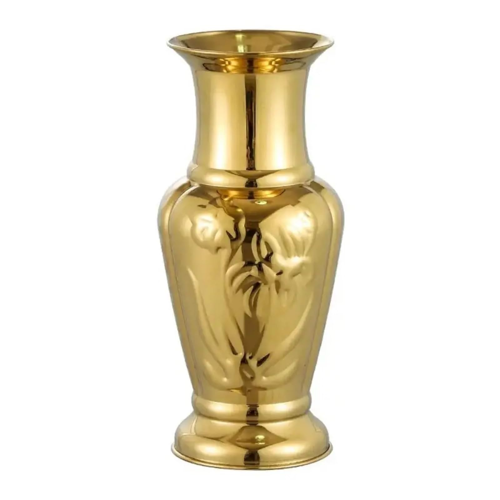 Simple Stainless Steel Flower Vase Golden Arrangement Tabletop Vases Pot Ornament for Wedding Table Centrepiece(Gold-12inch)