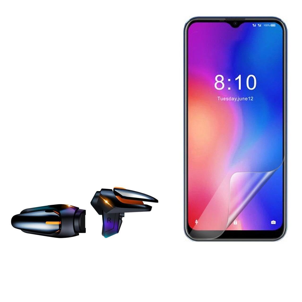 BoxWave Gaming Gear Compatible with Coolpad Cool 10A - Touchscreen QuickTrigger Auto, Trigger Buttons Autofire Gaming Mobile FPS - Jet Black