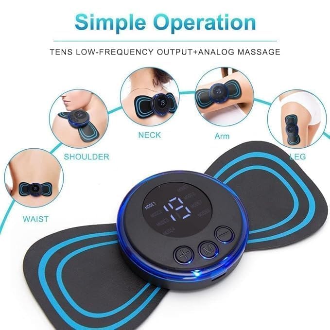 EMS mini butterfly massage - portable wireless pain relief and muscle discounts for neck, back, shoulders, feet and feet - 8 mode and 19 strength level - electric body massage for blood circulation