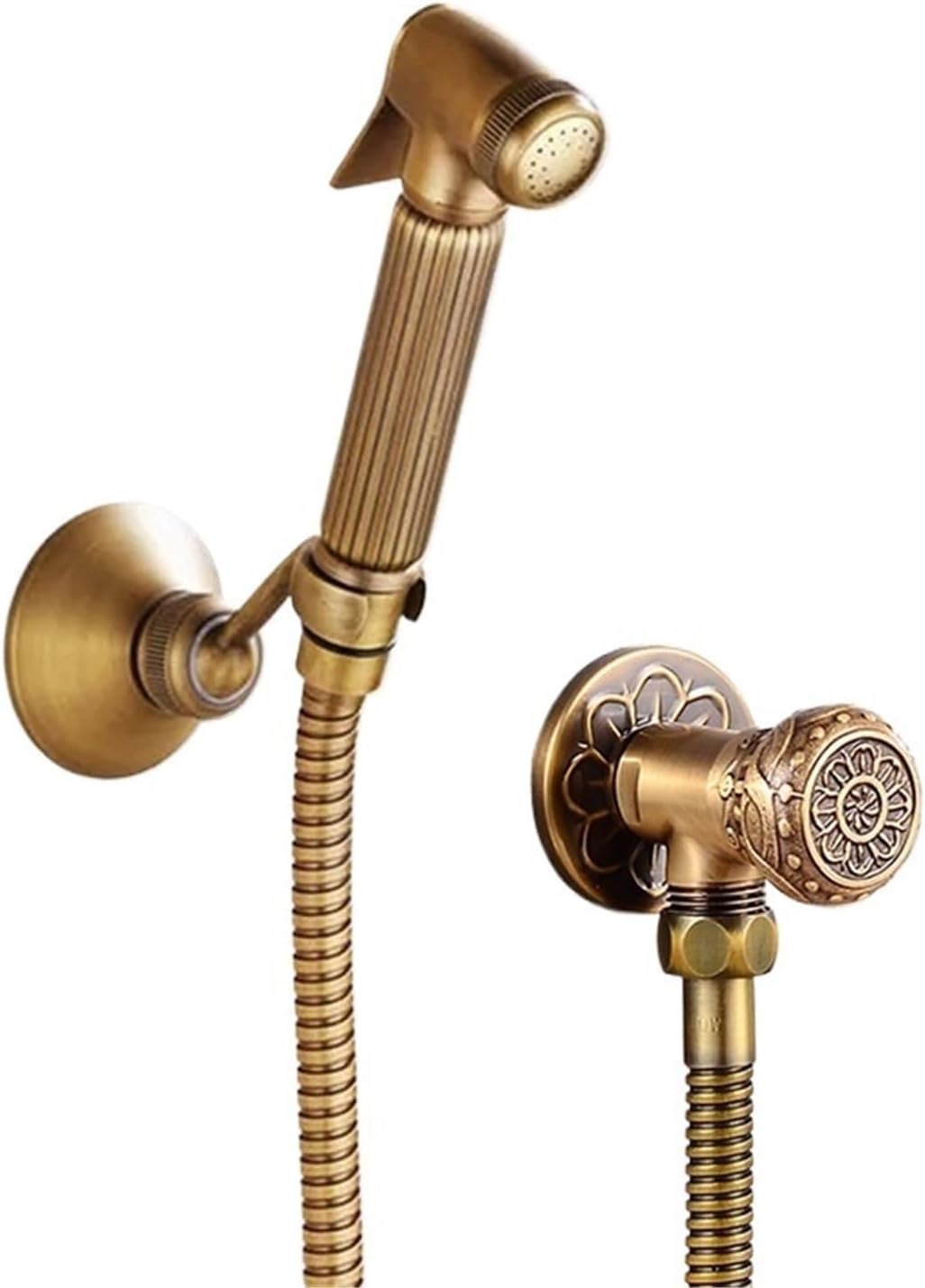 Zestaw słuchawkowy ręczny bidet głowica prysznicowa Shattaf Antyczny brąz Zestaw zaworów miedzianych, baterie strumieniowe (antyczny 2)