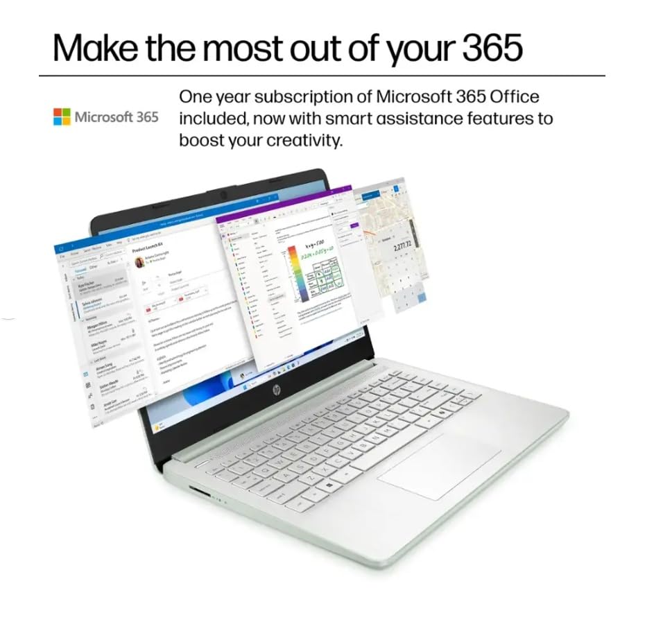 Image of HP Student Laptop, Intel Processor N150(up to 3.6 GHz),16G RAM, 256GB Storange (128GB UFS+128GB MSD), 14 Inch LED Screen,1 Year Office 365, Windows 11 Home,Willow Green,w /YYY Accessories