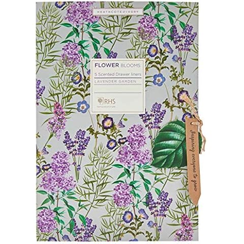 RHS Beauty Lavender Garden Scented Drawer Liners | Add Style to Drawers & Wardrobes | Kitchens & Bedrooms | Cruelty Free & Vegan Friendly | 5 Sheets Cover