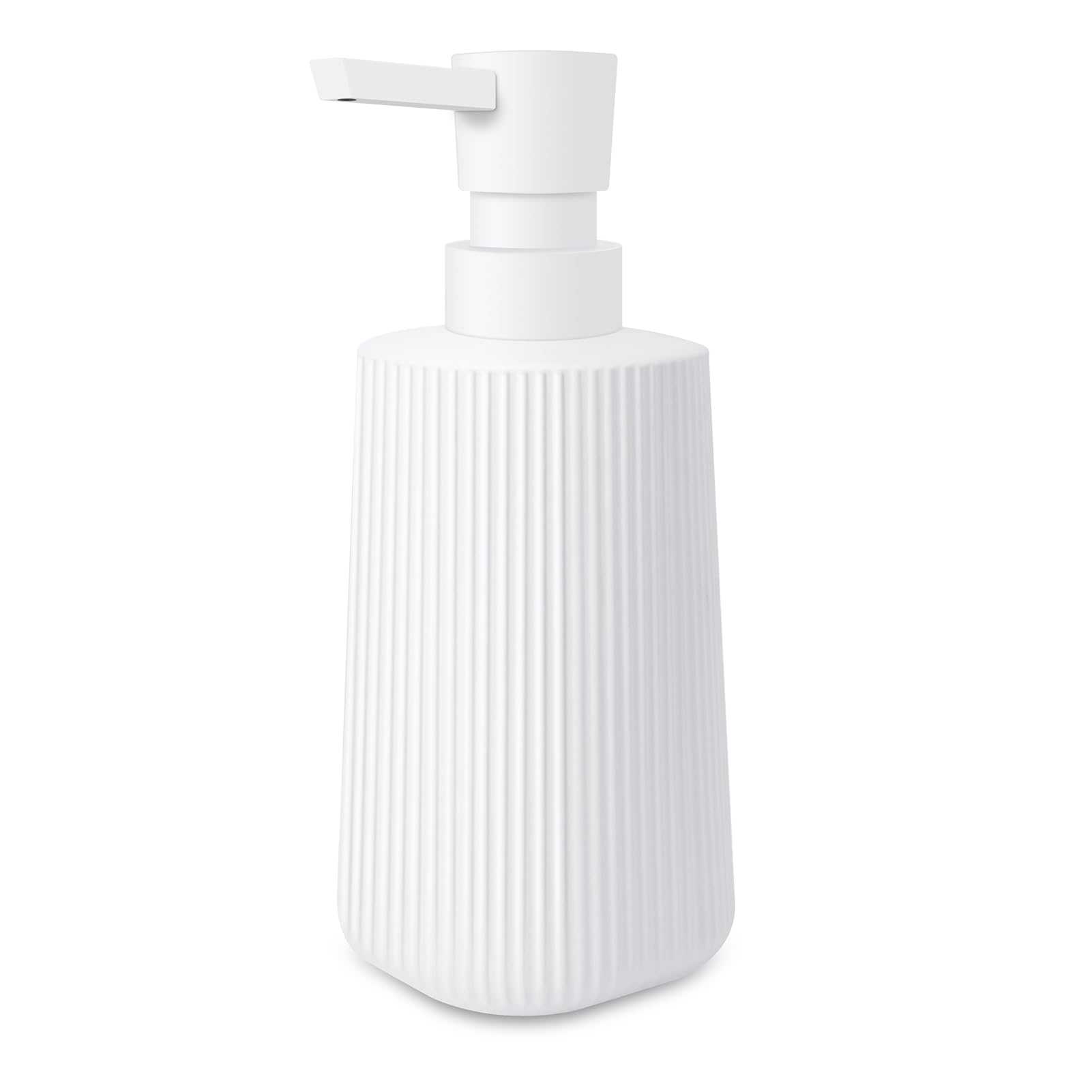 Mamiddle Dispensador de Jabón Moderno Dispensador jabon baño para Baño y Cocina de Vidrio Dispensador jabon Cocina para Baño de 250ml para Cuarto de Baño Encimera Cocina (Blanco - 1 Pieza)