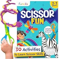 Funcils Toddler Scissor Skills - Art Supplies & Crafts Kit for Kids, Safety Scissors, Fine Motor Toys, Montessori Gifts for Boys & Girls Ages 3, 4, 5, 6, 7 Year Old, Preschool Learning Activity Books