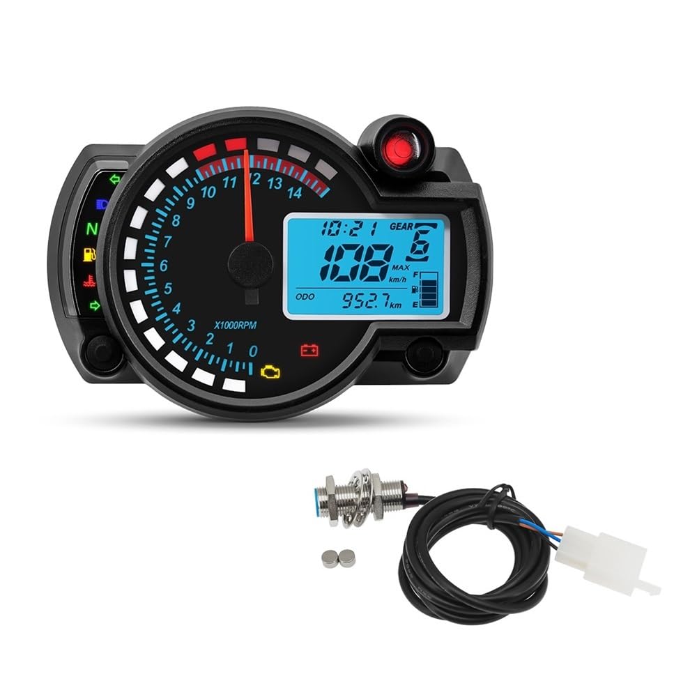 Cuentakilómetros Motocicleta Velocímetro Digital Universal para Motocicleta, con LED, para Tablero De Instrumentos, para Motocross, con Contador De Horas, Velocímetro Y Odómetro.