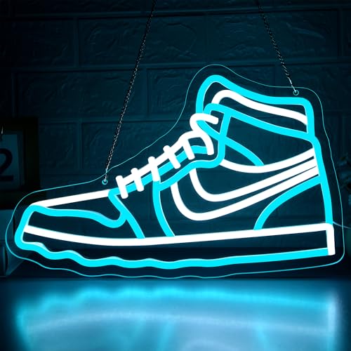 Image of Sneaker Neon Sign for Wall Decor Sneaker LED Light for Man Cave | Dimmable led light, sneaker shop decor, boys room wall art, sports gift for men teenage boys, size 16.5*10.4 in