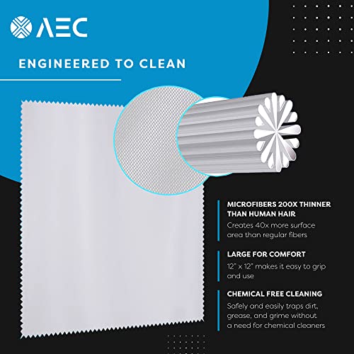 Image of AEC ClearPro Ultra Premium Microfiber Cleaning Cloth for Mobile Screen, Camera Lens, Glasses, Laptop, Tablet & Monitor | Lint-Free, Washable | 12 x 12 Inch (Gray, Pack Of 3)