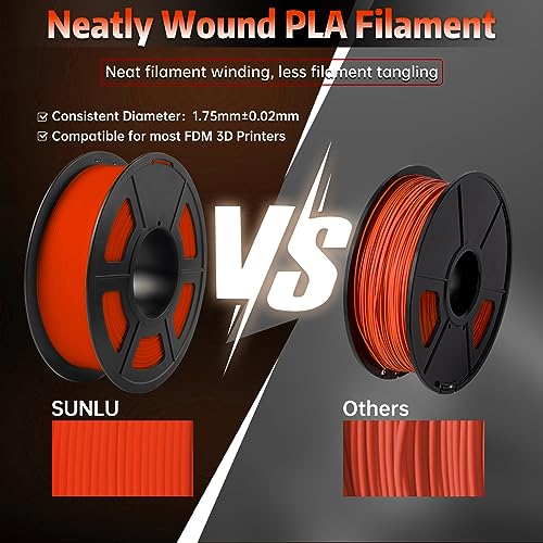 Image of SUNLU Glow in The Dark PLA Filament, Neatly Wound Luminous PLA 3D Printer Filament 1.75mm Dimensional Accuracy + /- 0.02mm, Fit Most FDM 3D Printers, 1kg Spool (2.2lbs), (Red PLA, Glow Red)