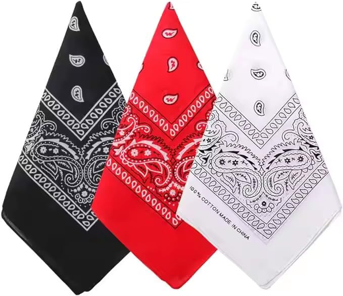 3 Pack Pure Cotton Paisley Pattern Bandanas Face Cover Square Scarf Headwear Carry Print Cowboy Rumal (Multicolors Multi design)-image-14