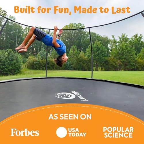 Image of JUMPZYLLA Trampoline Outdoor 8FT 10FT 12FT 14FT 15FT 16FT with Enclosure and Ladder, ASTM Approved Recreational Trampoline for Kids and Adults, Anti-Rust Coated Frame