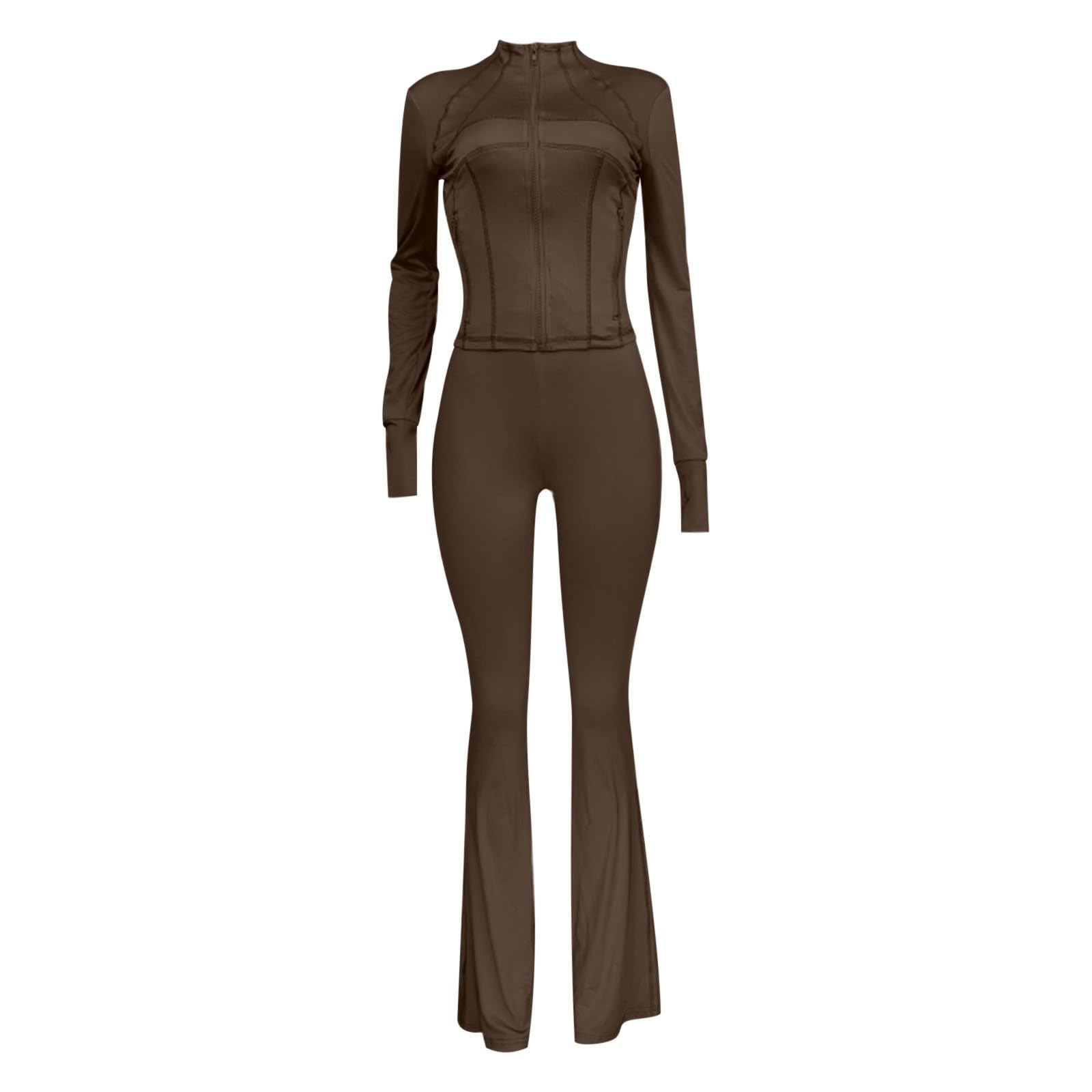 Damen Sportliches Casual Enges Langarm-Ausgestelltes Set Kurzarm-Shorts Zweiteiler für Frauen