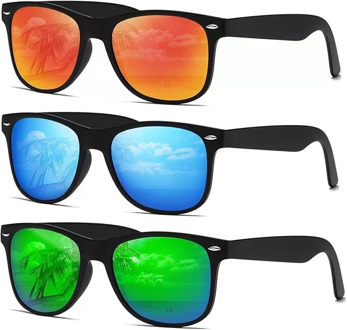 DEMIKOSSunglasses Men Polarized Sunglasses for Womens Trendy Retro Mirror Lens for Driving Fishing UV400 Protection