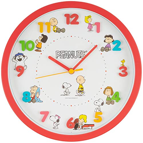 スヌーピー 壁掛け時計 アイコンウォールクロック アナログ表示 連続秒針 レッド 736492
