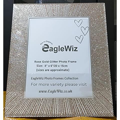 EagleWiz Rose Gold Glittering Mirror GLASS PHOTO FRAME Sparkle RoseLust (Picture 8 x 6 inches) Cover