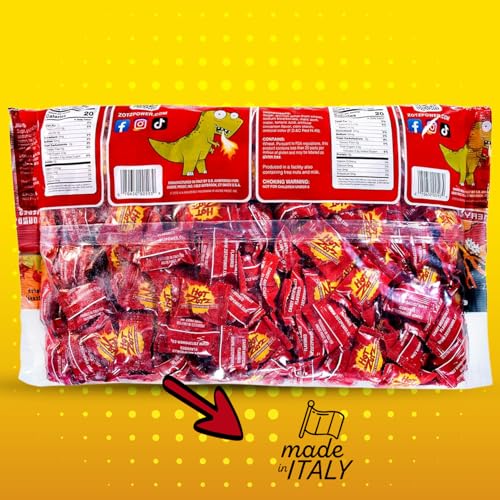 Zotz Fizzy Old Fashioned Hard Candy - Fiery Cinnamon Flavored Candy, Individually Wrapped - Filled Hard Candy, From Italy Since 1970 (Bag 100 Units)