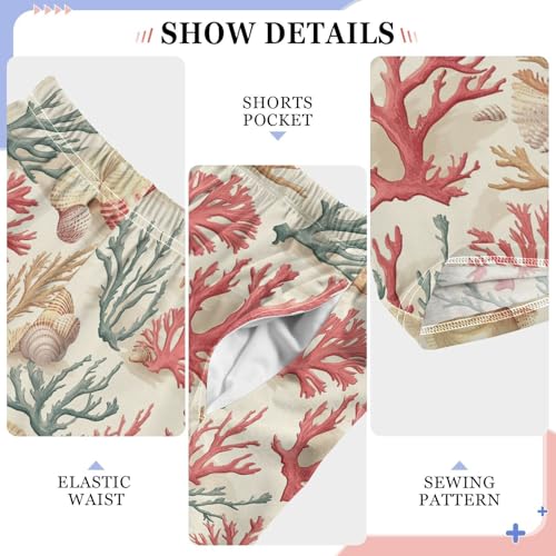 Boys' Pants Coral Seashell Red Green Long Bottoms Jogger Pants Elastic Waist Trousers with Pockets S-XL4