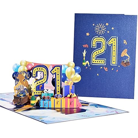 21st Greeting Birthday Cards, Pop Up Happy 21st Birthday Card for Him or Her, 21 Years Old Birthday Cards Best for Girl, Boy, Son, Daughter, Nephew, Friend Cover