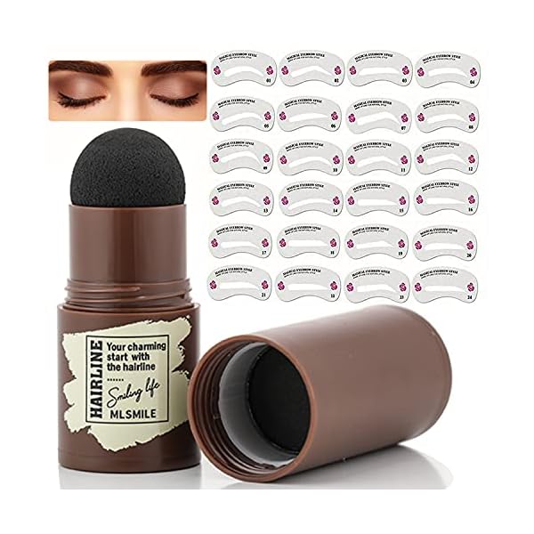 Eyebrow-Stamp-Waterproof-Brow-Stamp-Shaping-Kit-Eyebrow-Definer-with-24-Reusable-Eyebrow-Stencils-Hairline-Shadow-Powder-Stick-Black-brown Eyebrow Stamp Waterproof, Brow Stamp Shaping Kit Eyebrow Definer, with 24 Reusable Eyebrow Stencils, Hairline Shadow Powder Stick (Black-brown)