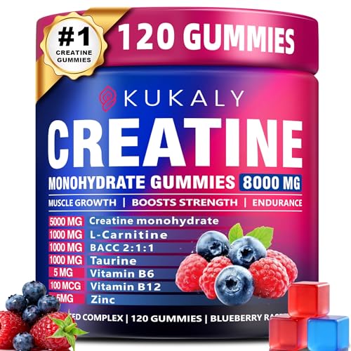 Image of Creatine Monohydrate Gummies for Men & Women, Gummies Sugar Free Mixed Flavored with L-Taurine, BCAA 2:1, B12 B6 for Boost Strength, Focus & Endurance, Vegan, Non-GMO, 120pcs