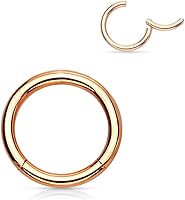 Vista 49 de Forbidden Body Jewelry - Piercing para la nariz de acero quirúrgico 316L con bisagra, 14G, 16G, 18G, diámetro de 15/64, 5/16, 25/64, 15/32 pulgadas