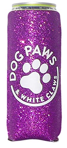 Glitter Slim Can Cooler Sleeve, For Hard Seltzers and Other Tall Skinny Cans (Dog Paws)