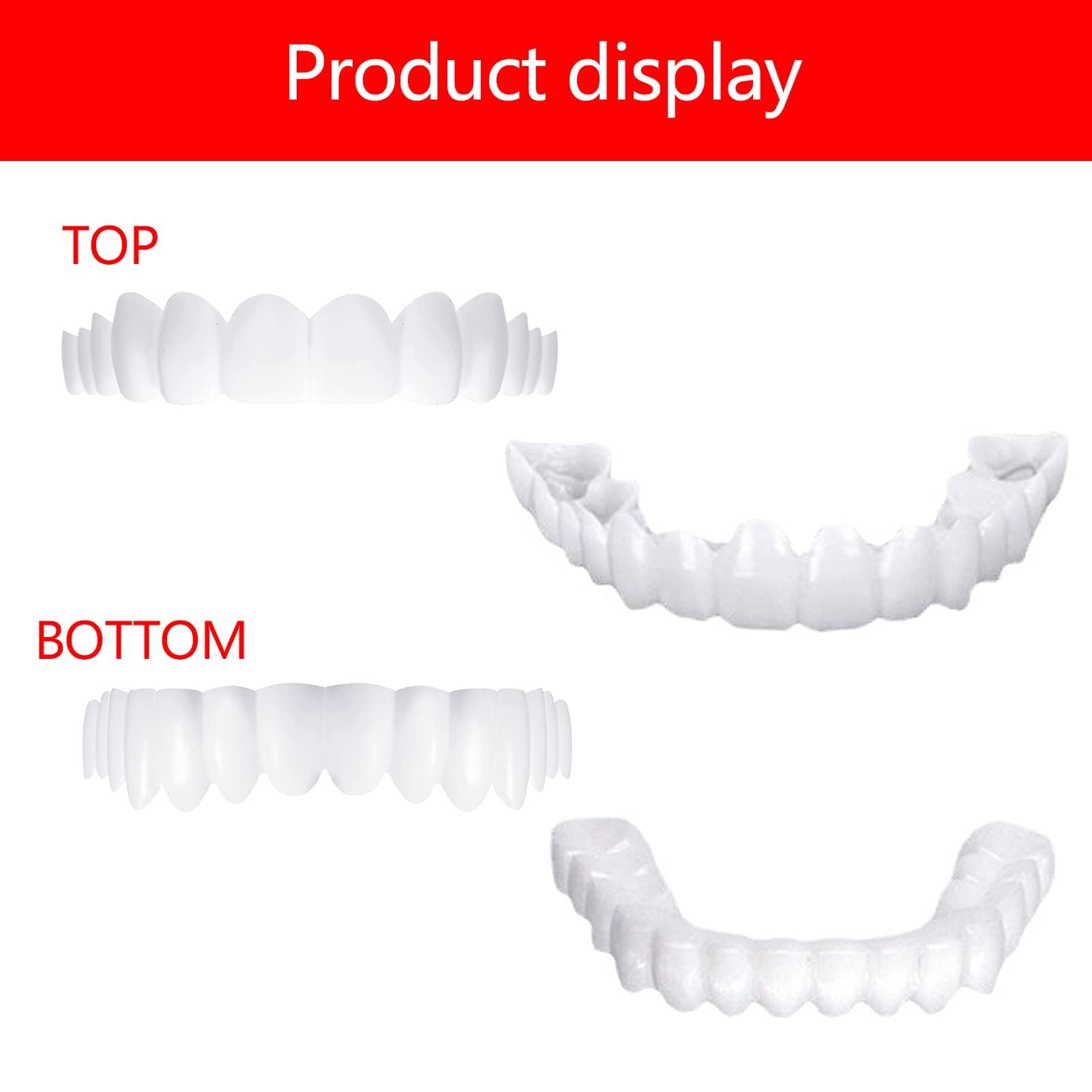 Wttfc Dentier Provisoire,2 Paires Faux Dentier,ProthèSes à Facettes RéGlables,Facette Dentaire CosméTique,Amovible Placages Fausses Dents Haut Et Bas Temporaires pour Hommes Et Femmes