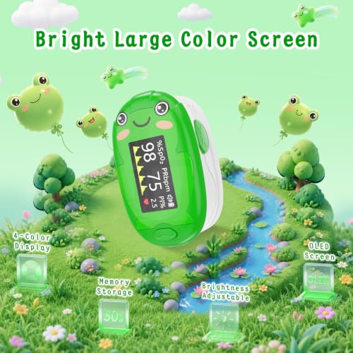 Image of Alecaremed YM601 Pulse Oximeter, 4-Color for Small Fingers with 20 x Memory | Fast and Accurate Oxygen Monitor Fingertip with Cute Style, Bright Screen & Alarm, Batteries & Lanyard