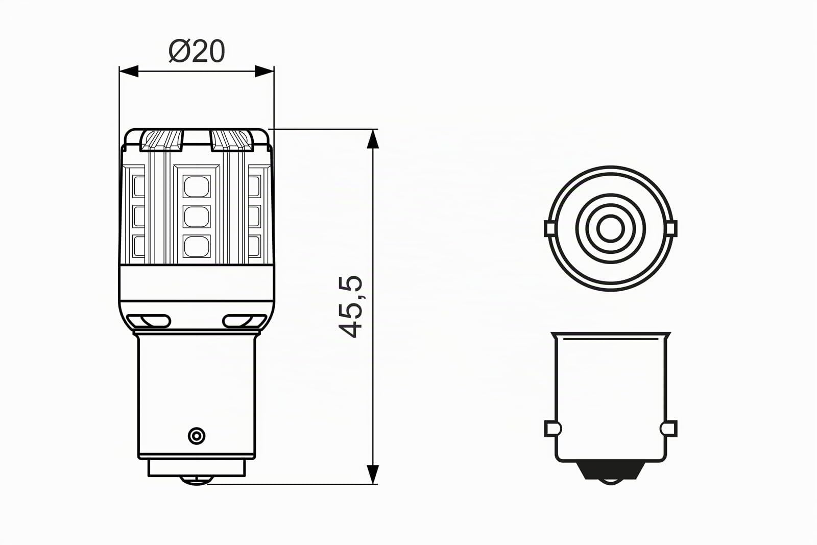 Bosch P21W LED Retrofit – Bombillas LED de Sustitución para Faros – 12 V, 6000 K, Luz Blanca Fría, Instalación Plug-and-Play, Hasta 10000 Horas de Vida Útil, 2 Unidades