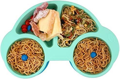 Silicone Divided Baby Plate with Suction, Non Slip Child Feeding Placemat, Fit for High Chair, BPA-Free Dishwasher & Microwave Safe Portable Travel Feeding Tray, Best Baby Gift 24 * 17 * 3cm