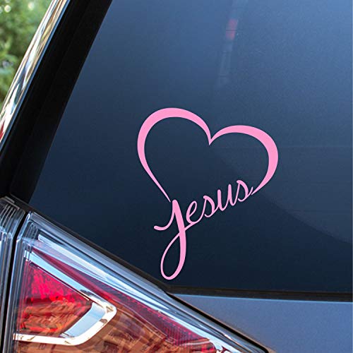 Sunset Graphics & Decals Jesus Heart Decal Vinyl Car Sticker | Cars Trucks Vans Walls Laptop | Light Pink | 5.5 Inch | Sgd000130A #TOP1
