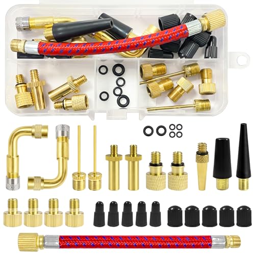 Klerbesh 32 Pièces Embout Pompe Vélo, Adaptateur Valve Presta vers Schrader DV SV AV, Kit de...