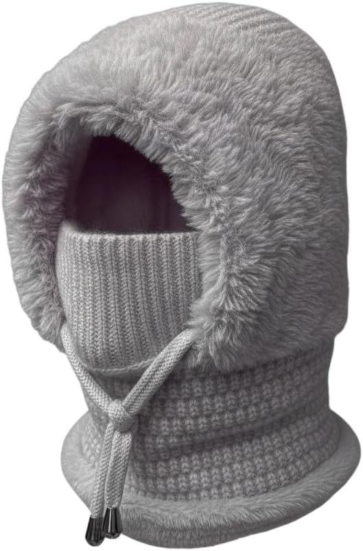 3 in 1 Beanie Hat with Scarf and Mask, Women's Outdoors Windproof Scarf Hat Fleece Lined, Knitted Ski Mask Set, Snow Caps