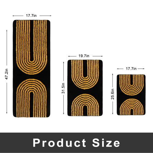 Seavish Boho Rainbow Bathroom Rug Runner 18"X47" Yellow Shaggy Bathroom Mat Rugs Super Water Absorbent & Soft Non Slip Bath Mat Machine Washable Bath Rug For Bathroom Floor, Tub, Shower, Sink #TOP1