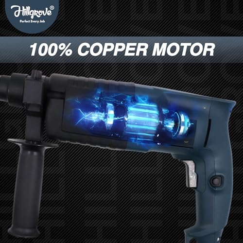 Image of Hillgrove HGCM488M1 All Purpose 20mm Hammer Impact Drill Machine Forward /Reverse Rotation with 3 Bits for Making Holes in Metal /Wood /Concrete Hammer Drill (20 mm Chuck Size, 750 W)