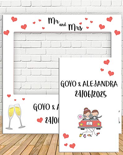 Tu Fiesta Mola Mazo Photocall y Cartel de Boda Dibujo 100x100cm| Divertido y económico|Detalle de Boda| Hazte Unas Fotos Divertidas en la Boda| Personalizable …