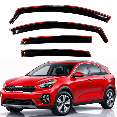 Image of KPY Rain Guards Fit for 2017-2022 Kia NIRO, in-Channel Window Visors Vent Wind Deflectors 4PC, Car Accessories for 17-22 NIRO